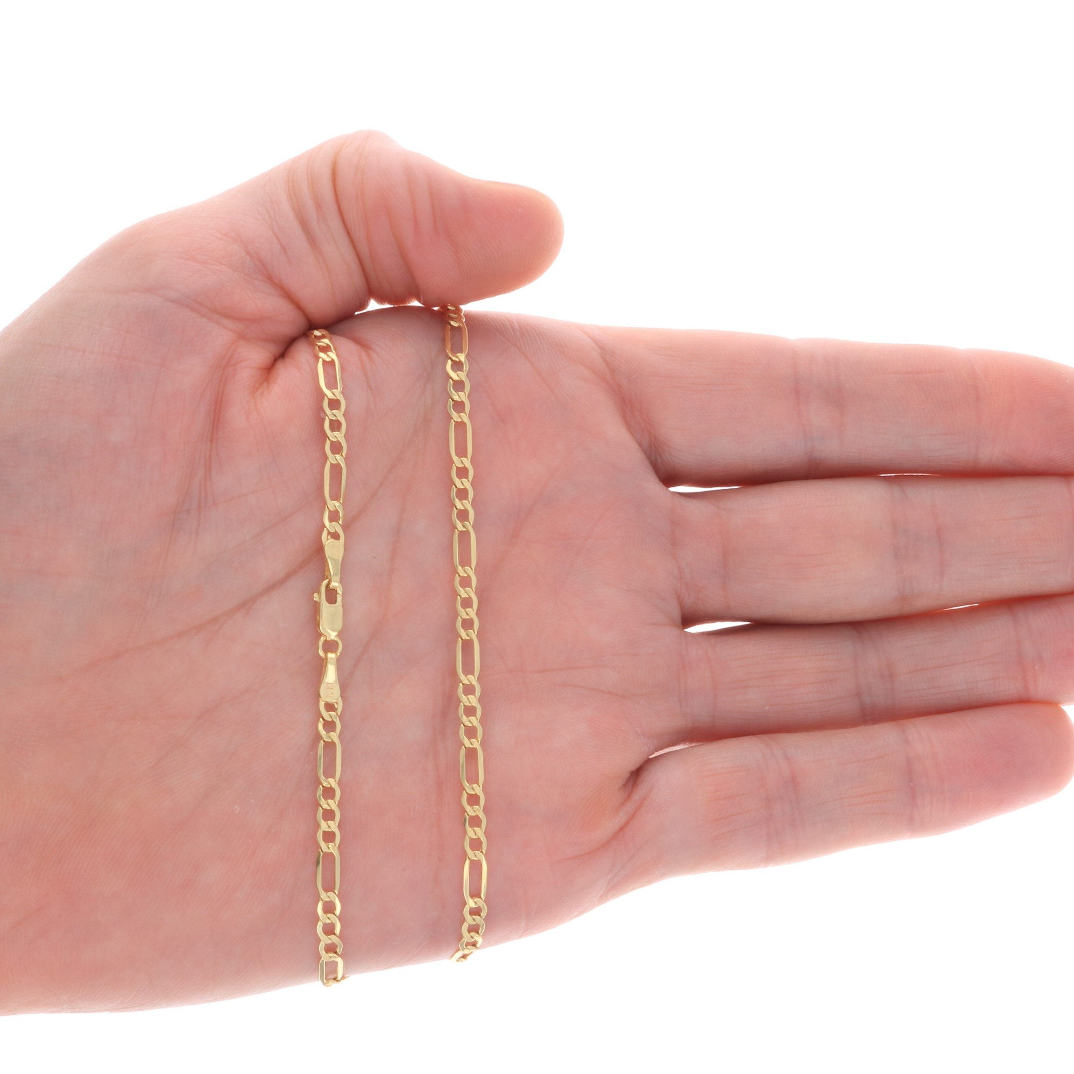 Nuragold 14k Real Yellow Gold Figaro Link 3.5mm Chain Bracelet (7"-9") Italian Jewelry for Men & Women