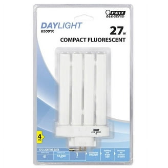 DYSMIO Compact Fluorescent 27W Quad Tube Light Bulbs, 3000K Warm White, GX10Q-4 Base – Energy Saving, 4 Pack