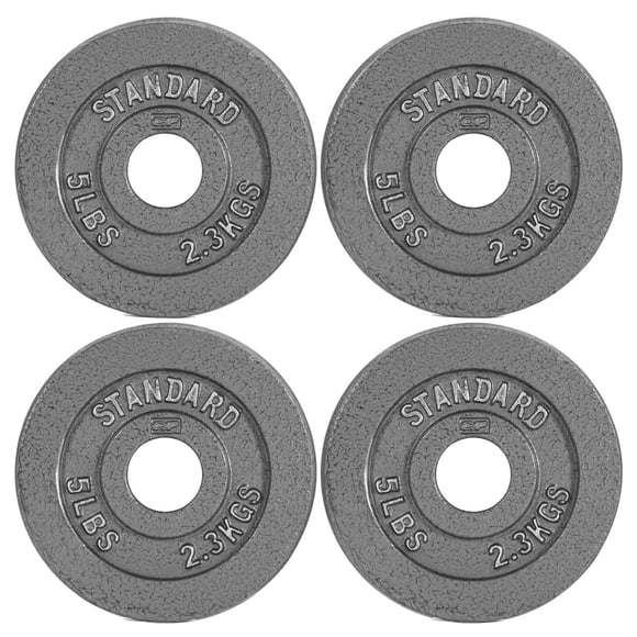 Placa de pesas CAP Barbell Olympic de 2 pulgadas, gris, 2,27 kg, juego de 4