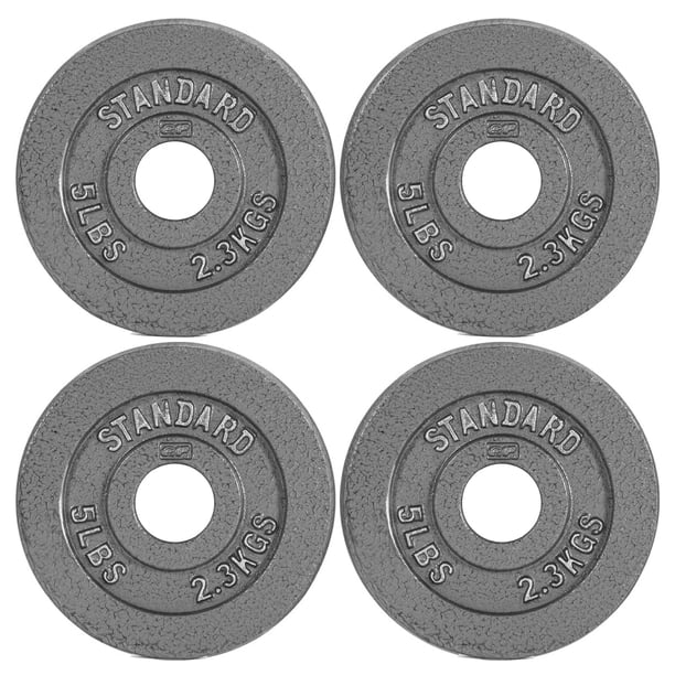 Placa de pesas CAP Barbell Olympic de 2 pulgadas, gris, 2,27 kg, juego de 4