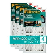 Filtrete by 3M 10x20x1, MERV 11, Allergen Reduction HVAC Furnace Air Filter, 1200 MPR, 4 Filters