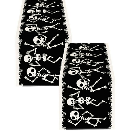 

Xubond Home Decor Charm: Linen Witch Bat & Cat Halloween Table Runner Dust Elegant Décor Banner Halloween Custom Banner