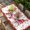 Red, variant on Valentine's Day Table Cloths for 6 Foot Rectangle Tables, Red Gnomes Roses Love Wood Grain Brown Patio Waterproof Elastic Fitted Tablecloths, Washable Rectangular Table Cover for Camping
