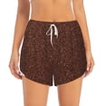 thumbnail image 2 of Balery Dark Brown Glitter Pantalones cortos deportivos para mujer con forro y dos bolsillos, elásticos, para entrenamiento, gimnasio, yoga-X-Large, 2 of 7