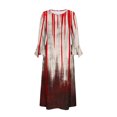 thumbnail image 4 of WFJCJPAF 2024 New Halloween Clearance! Halloween Dresses for Women Plus Size 26,Women's Fashion Printed Casual Long Sleeve V-Neck Dress - Khaki S, 4 of 5