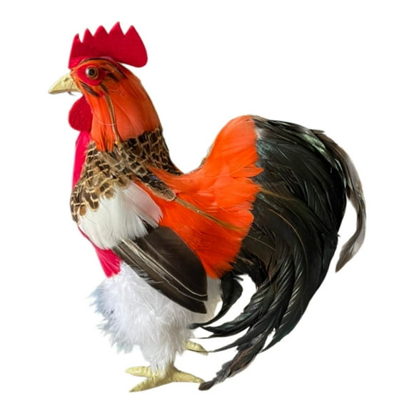 Simulación de simulación de gallo de la polla Fotografía Prop de la Estatua del jardín de pollo Decoración al aire libre para la tienda de jardinería Multicolor
