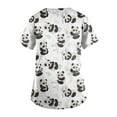 thumbnail image 3 of EHTMSAK Panda Scrubs Women Cartoon Nursing Uniform Casual V Neck Scrub Shirt Fashion with Pocket Workwear Trendy Scrub Tops Short Sleeve Nurse Cute Shirt Beige XL, 3 of 3