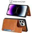 thumbnail image 5 of Compatible with iPhone 14 Pro Luxury PU Leather Case with Card Holder,Cash Slots,Stand Function Back Wallet Case Flip Wrist Strap Double Magnetic Clasp Case for iPhone 14 Pro 6.1",Khaki, 5 of 7