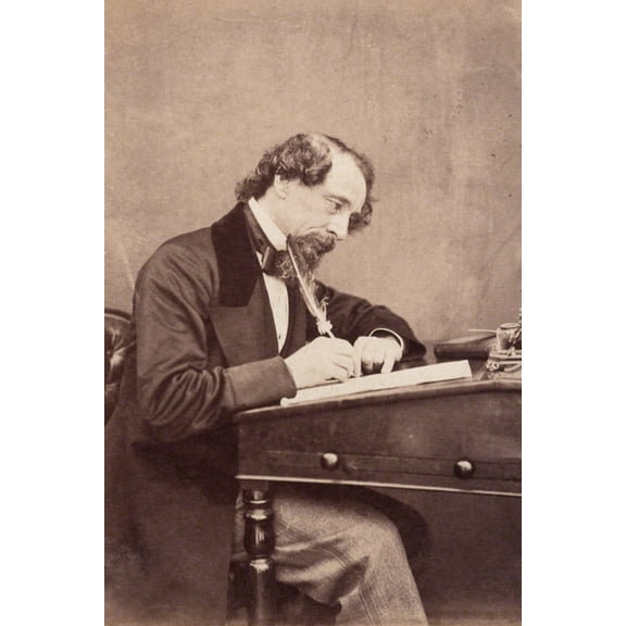 24x36 gallery poster, Charles Dickens at his desk, 1858