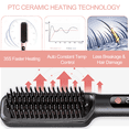 thumbnail image 2 of Hair Straightener Brush, Anti-Scald Ceramic Straightening Brush with 4 Temp & 35s Fast Heating, Anti-Tangle Hot Comb for Woman, Negatice Ion, Black, 2 of 10