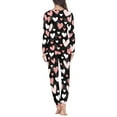 thumbnail image 3 of Renewold 2 Pieces Soft Nightwear Set for Fall Spring Winter Valentine's Day Gifts for Women Pink Hearts Graphic Indoor Nightwear Loungewear Daily Wear Clothing Size M, 3 of 4