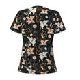 thumbnail image 3 of Uemuo Lilies Flowers Drawing Women's Deep V-Neck Low Cut Tops - Casual Loose Fit with Stainless Steel Loop, Soft, Breathable, Perfect for Office, Travel, and Daily Wear-XX-Large, 3 of 5