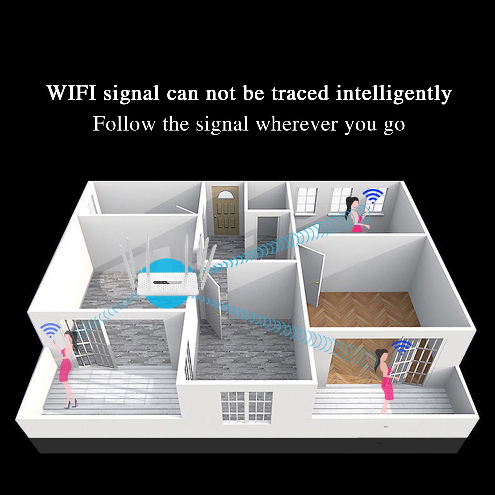 PBAZIH 2.4G/5G Dual-Band WiFi Router with Six Antennas, 1200Mbps Wireless Speed, High-Speed Through-Wall Signal, Stable 5G Home Router with Four Ethernet Ports, Ideal for Streaming and Gaming
