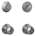thumbnail image 3 of First Secure by Schlage Deadbolt and Keyed Entry Rigsby Door Knob in Stainless Steel, 3 of 11