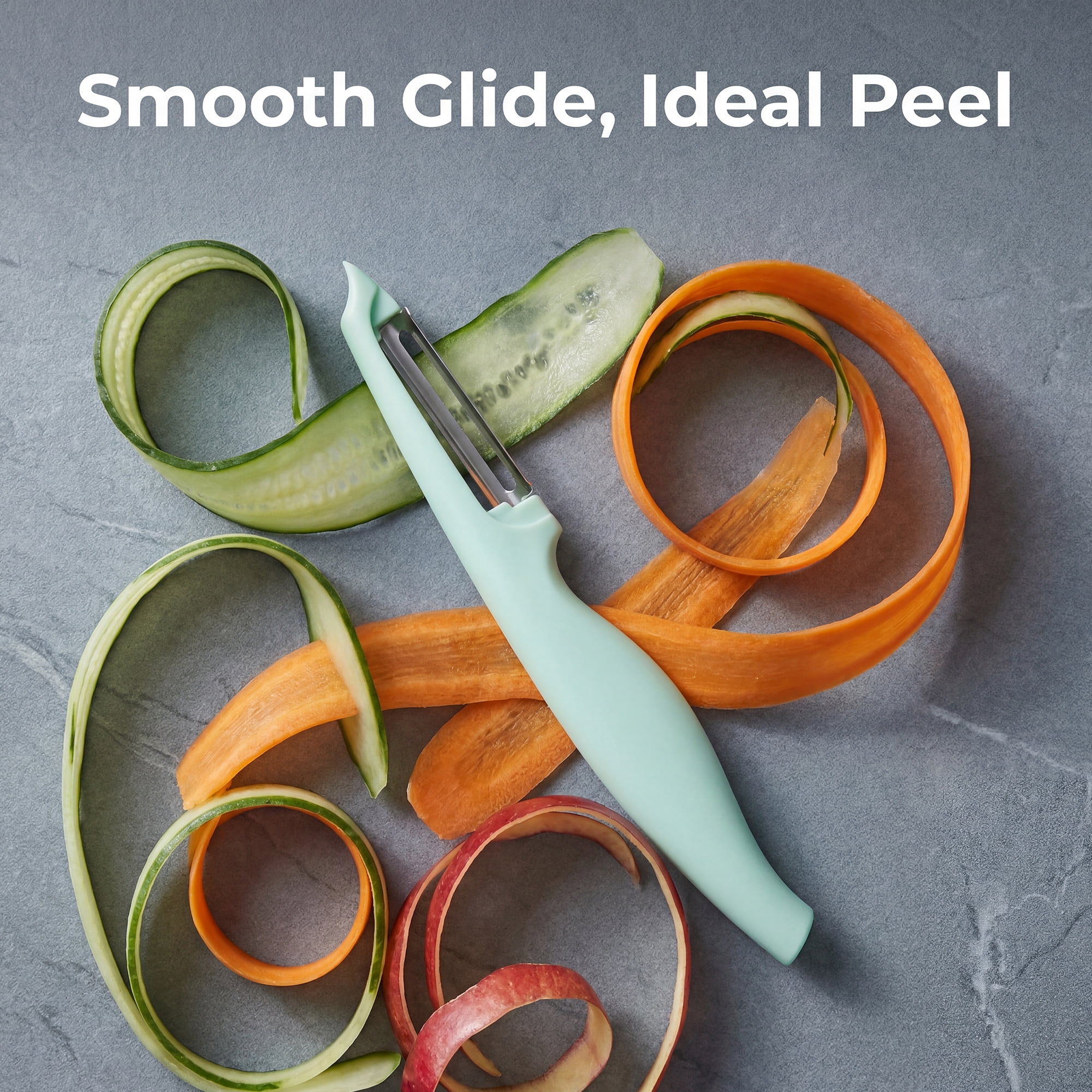 Unique Bargains Plastic Vegetable Peeler with Ergonomic Handle for Peeling Teal 7.3x1 inch