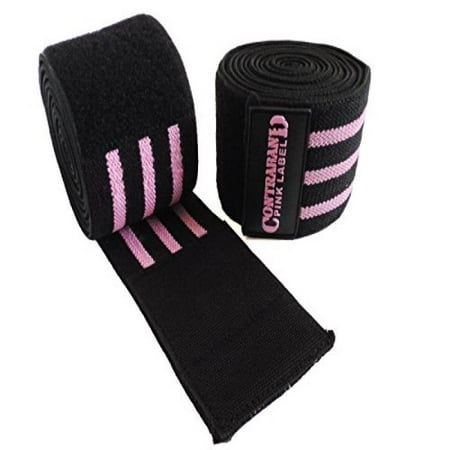 Contraband Pink Label 1057 Knee Wraps With 3in Velcro EZ-Wrap for Bodybuilding, Powerlifting, and Crossfit (2 Meter ~ 6.75 Feet ~ 81 Inches, 3-Stripe