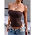 thumbnail image 5 of Womens Tube Tops Strapless Crop Tops Basic Backless Sleeveless Going Out 2026 Spring Summer Clothes Brown S, 5 of 7