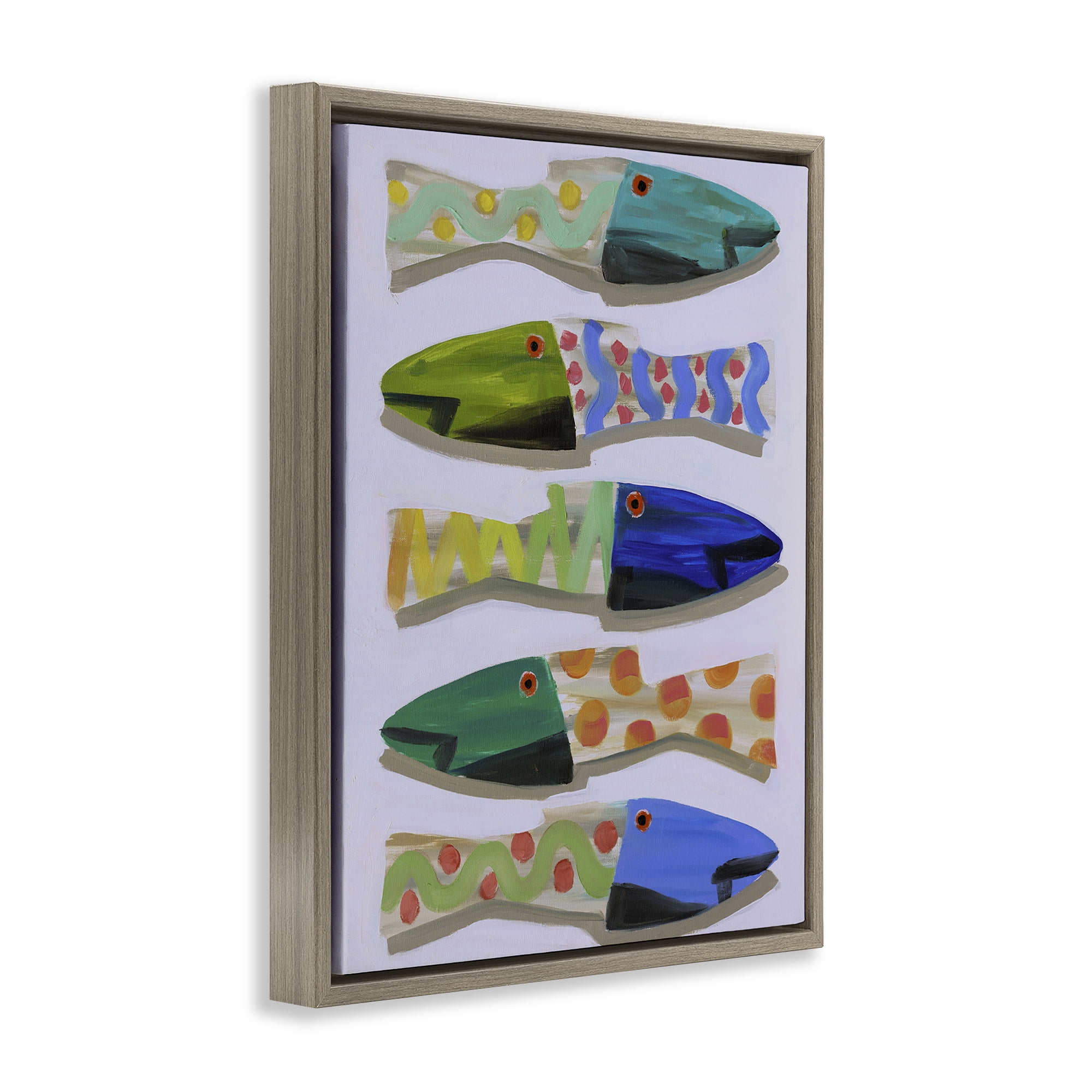 Stupell Industries Wooden Fish Designs Animals & Insects Painting Brown Floater Framed Canvas Art Print Wall Art, 25 x 31