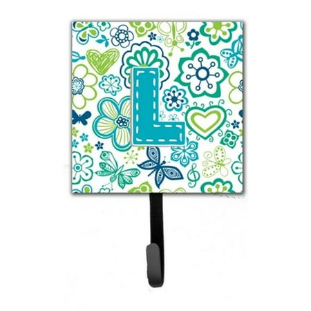 

Letter L Flowers And Butterflies Teal Blue Leash & Key Holder