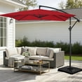 thumbnail image 5 of FUNDAZE 8x8ft Hanging Cantilever Patio Umbrella with Base, Square Outdoor Sun Shade with Crank & Tilt for Garden, Backyard, Deck,Red, 5 of 10