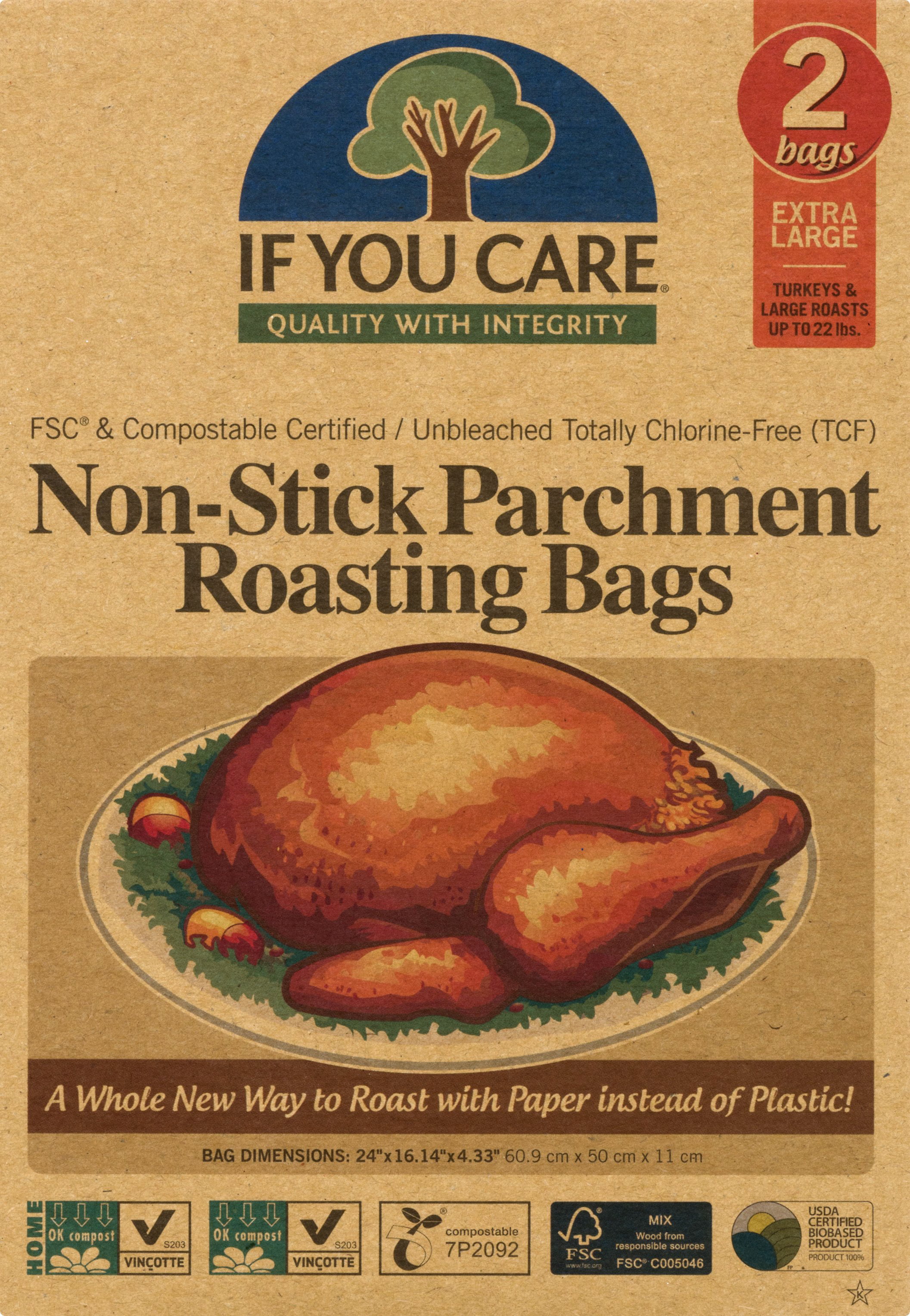 If You Care - Non Stick Parchment Roasting Bags Turkey XL up to 22lbs  UNBLEACHED