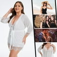 thumbnail image 3 of Plus Size Sexy Lingerie, CaiDieNu Lingerie for Women, 3-Piece Women Lingerie Sexy Lace Nightgowns with Robe & Thong - White 3XL, 3 of 4