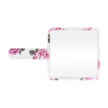 1 Pc Women Floral Square Cosmetic Mirror for Business Travel White Purple Plastic Aluminum Mirror