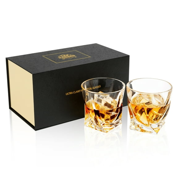 Whiskey Glass, KANARS Old Fashioned Lowball Tumblers Glasses Set of 4 In Gift Box
