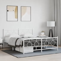 vidaXL Metal Bed Frame without Mattress with Footboard White 59.1"x78.7"