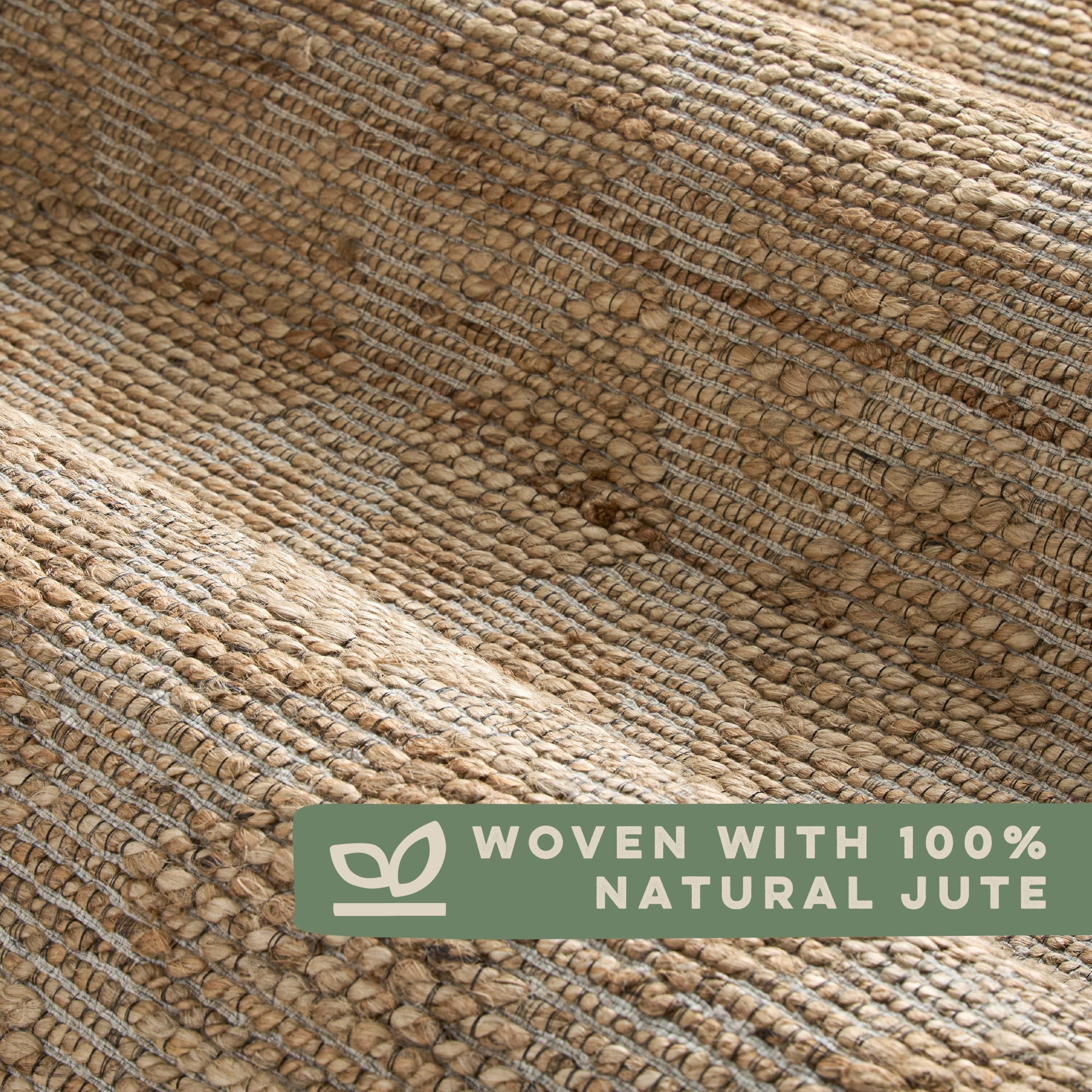 TOWN & COUNTRY TERRA Sol Interwoven Diamond Hand-Knotted Flatwoven 100% Natural Jute Area Rug, Natural/Black, 8'x10'