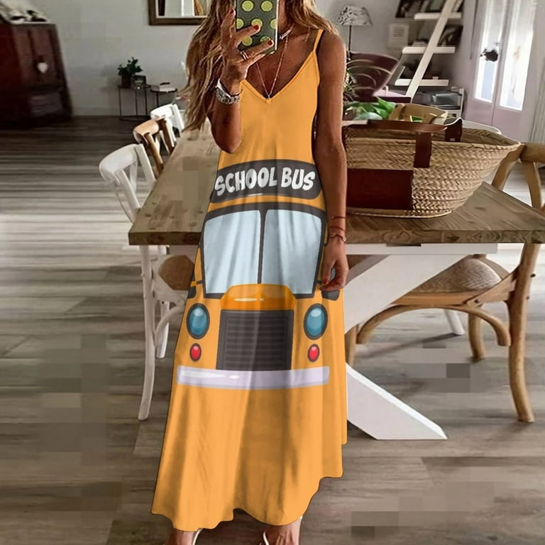 Funny School Bus Dress Up Truck school bus driver Costume Sleeveless Dress evening dresses ladies - Walmart.com Funny School Bus Dress Up Truck school bus driver Costume Sleeveless Dress evening dresses ladies - Walmart.com
