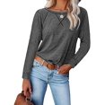 thumbnail image 2 of Chemises à Manches Longues pour Femmes Col Ras du Cou Raglan Casual Tunique en Coton en Vrac T-Shirt d'Automne, 2 of 4