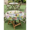 thumbnail image 3 of Outdoor Tablecloth with Umbrella Hole and Zipper, Easter Round Table Cloth 54 Inch Waterproof Tablecloth, Rustic Gnomes Duck Floral Colorful Eggs Wooden Grain Picnic Table Cover for Patio Camping, 3 of 7