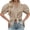 Dark khaki, variant on Womens Puff Sleeve Button Down Shirts Cotton Pleated Loose Fit Tops Summer Dressy Casual Blouses