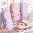 thumbnail image 3 of Estuche para lápices tipo mochila de oso para niñas y estudiantes de primaria, gran capacidad, gran valor de belleza, papelería sencilla y linda para niñas, 3 of 4