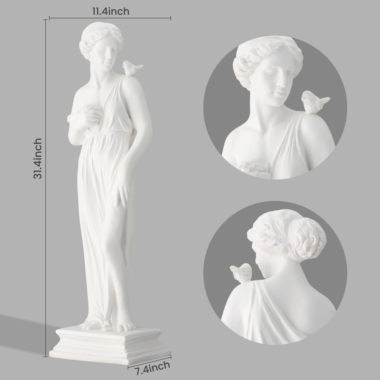 Erommy Outdoor Garden Statue, 31.5-Inch Greek Nymph Sculpture in Roman Style, Elegant Goddess Figurine for Patio, Yard, Lawn & Porch Decor Ivory