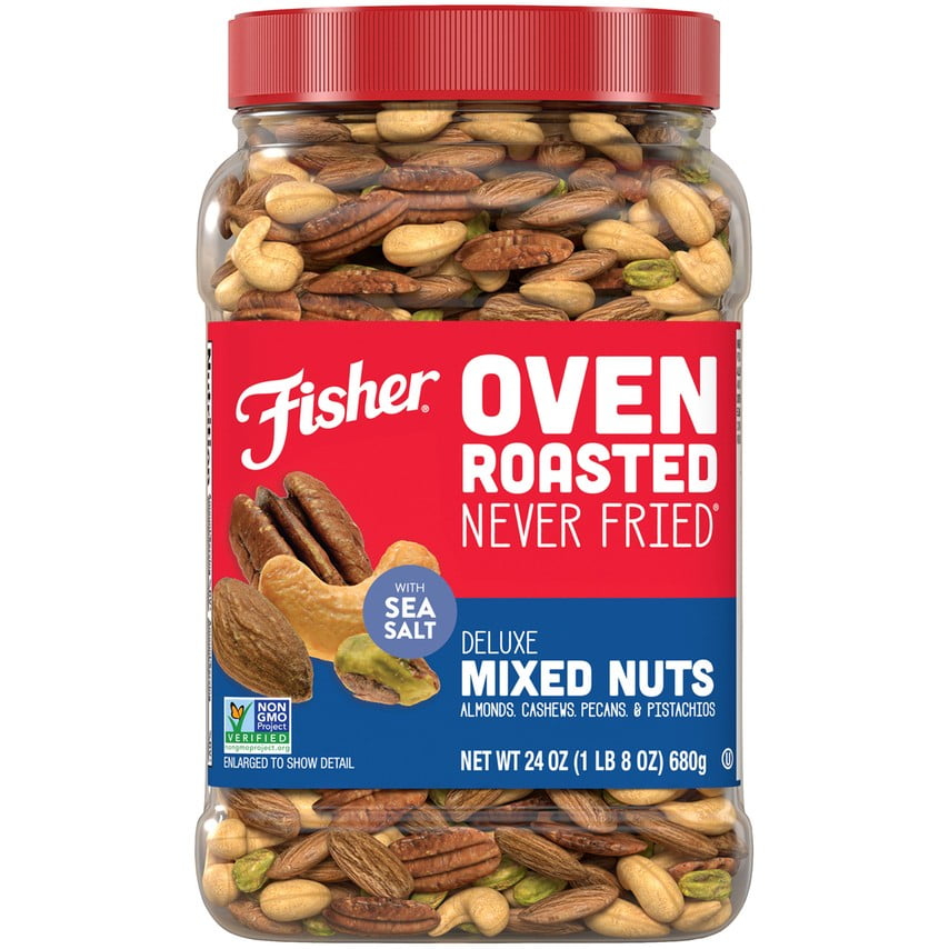 Fisher Oven Roasted Never Fried Deluxe Mixed Nuts, 24 Oz