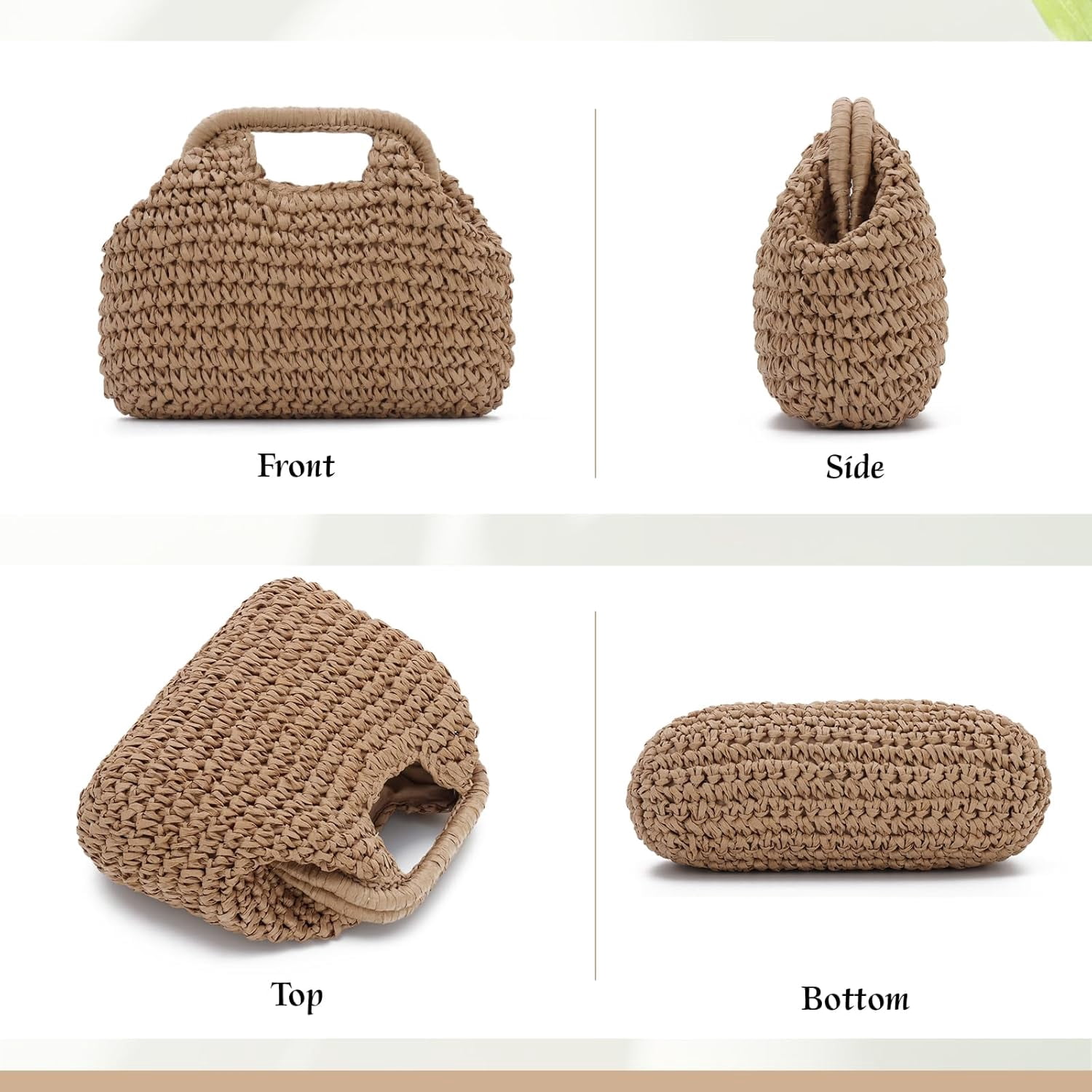 CAILDANL Straw Dumpling Clutch Purse Summer Vacation Beach Crossbody Bag for Women Pouch Straw Woven Handbag