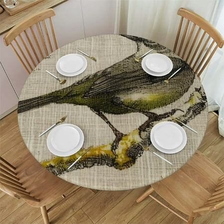 

SHERONV Bird Branch Tree Round Table Cover Stain Resistant Washable Indoor Outdoor Tablecloth Kitchen Dining Wedding Parties Table Cloth 100% Polyester Fiber 42-46