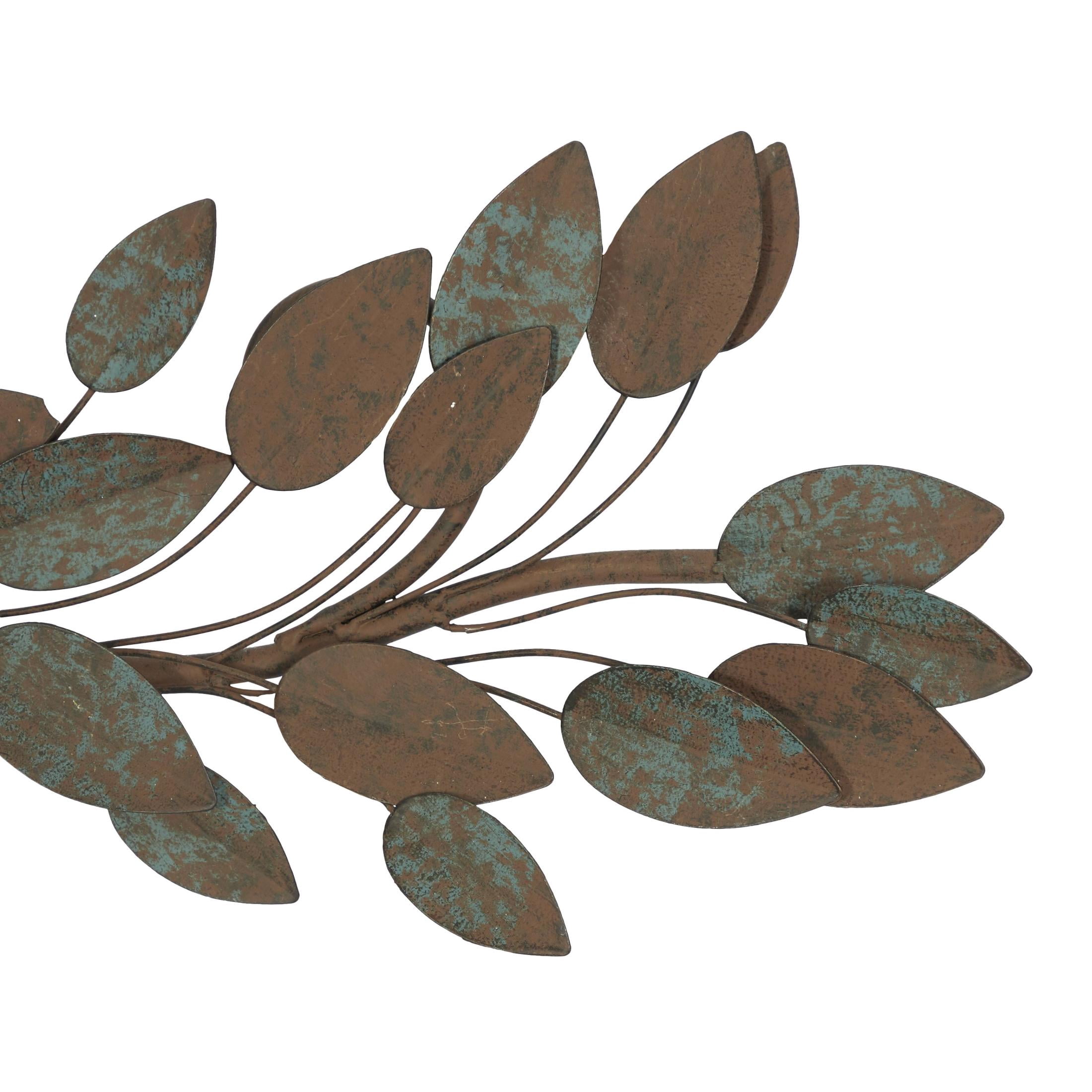 DecMode Blue Metal Scroll Leaf Wall Decor