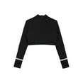 thumbnail image 4 of iiniim Girls Cheerleading Cropped Tops Shiny Rhinestone Contrast Color Long Sleeve Mock Neck Gymnastic Dance Tee Black 8, 4 of 7