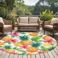 thumbnail image 5 of Pineapple Lemon Round Living Room Rugs 6 ft, Watercolor Summer Fruits Floral Washable Area Rug with Non-Slip Sturdy Edge Binding Round Carpet for Kitchen Office Bedroom, 5 of 9