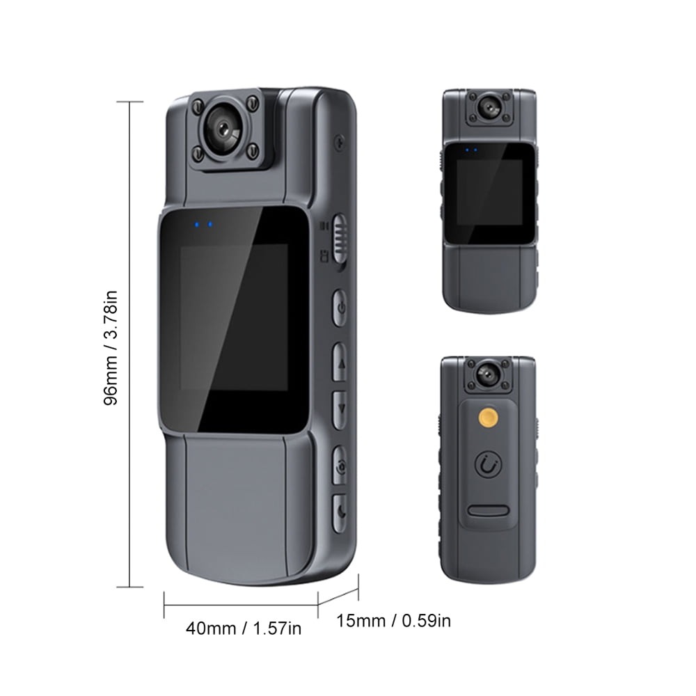 OWSOO Body Camera with Audio and Video Recording, 150°Wide Angle, 180°Lens Rotatable, 7 Hour Battery Life, WiFi Video Camera, 1.54in TFT Screen, Night Vision, Motion Detection, APP Control
