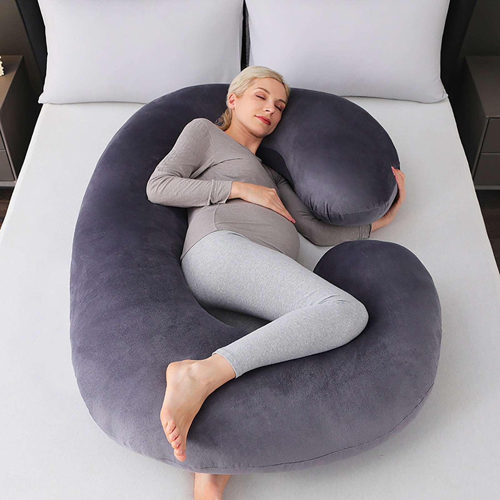 Guoxxzi Bed Pillows for Sleeping, C-shaped Maternity Pillow Pillow Cover Washable Removable Maternity Pillow Cover