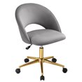 thumbnail image 3 of Furniliving Modern Rolling Mid-Back Armless Office Chair Swivel Velvet Task Chairs for Living Room Bedroom, Light Grey, 3 of 11
