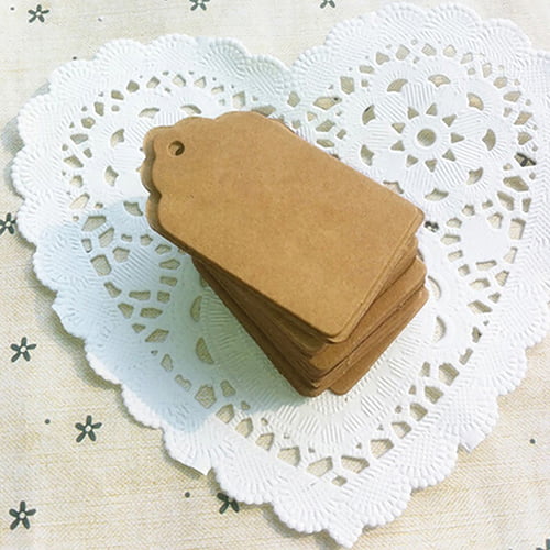 100pcs Blank Kraft Paper Hang Tags Wedding Party Favor Label Price Gift Card、 