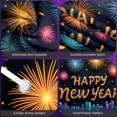 thumbnail image 4 of Golden Glitter Happy New Year Banner Colorful Fireworks New Year Display City Skyline Dark Background Festive Backdrop for New Year Party Holiday Celebration New Year Eve Event, 4 of 9