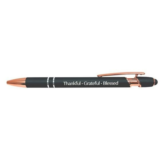 Swanson Christian Supply 21584X Thankful Grateful Blessed Soft Touch Gift Pen - Gun Metal