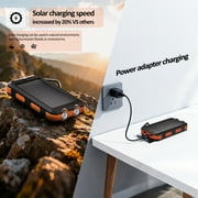 بنك الطاقة الشمسية Solpowben 20000mAh متوافق مع iPhone بنك الطاقة الشمسية المحمول مع منفذي USB 5 فولت 2 مصباح يدوي حزمة بطارية البوصلة للتخييم في الهواء الطلق والمشي لمسافات طويلة (برتقالي)