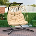 thumbnail image 5 of Uforic 2 Person Hanging Egg Chair Swing with Cushions for Patio, Bedroom, Garden and Balcony, Beige, 5 of 5